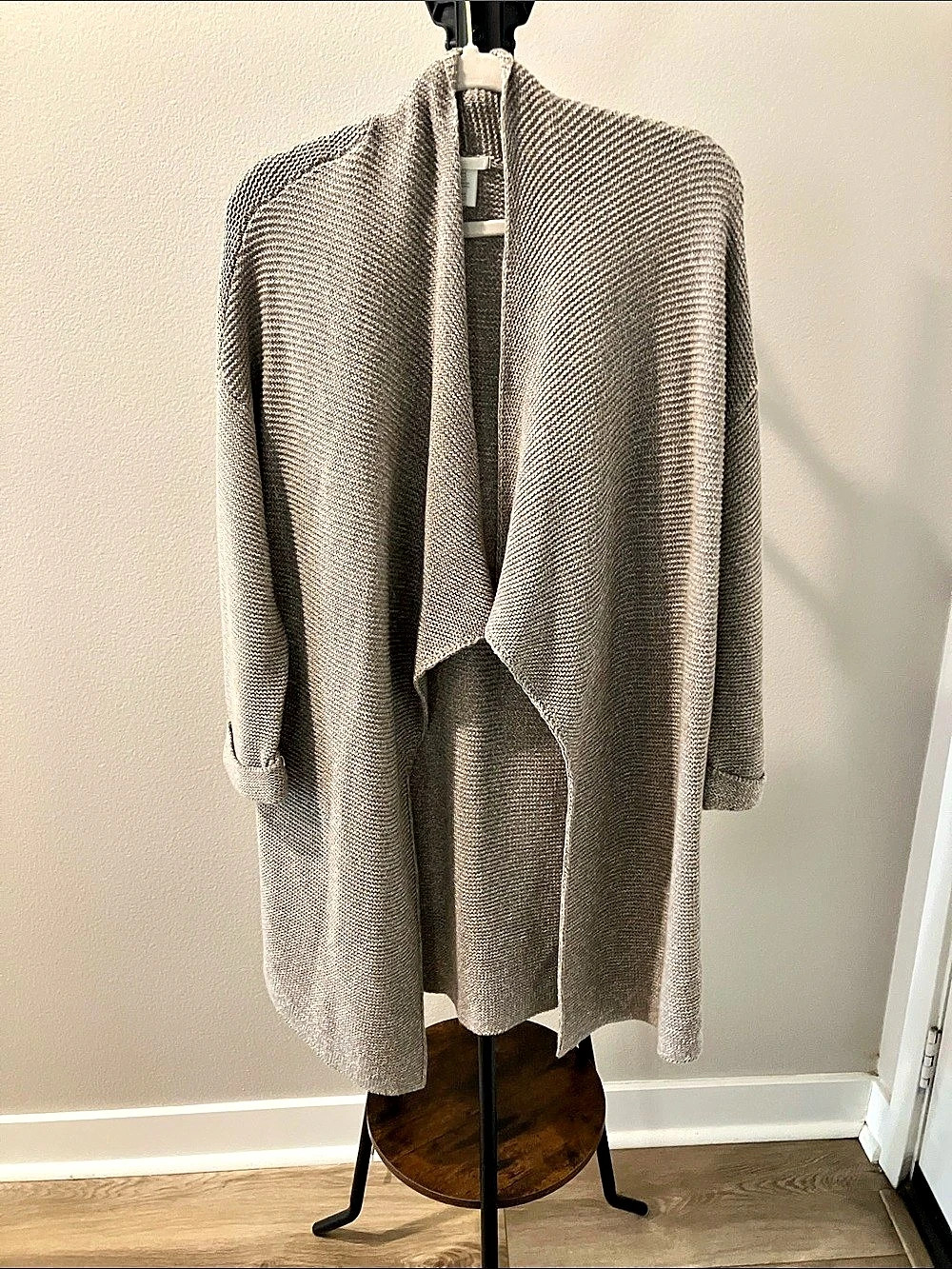 H&M Longline Knit Cardigan in taupe
